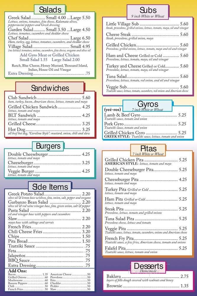 Little Village Grill - Charlotte, NC menu_pic