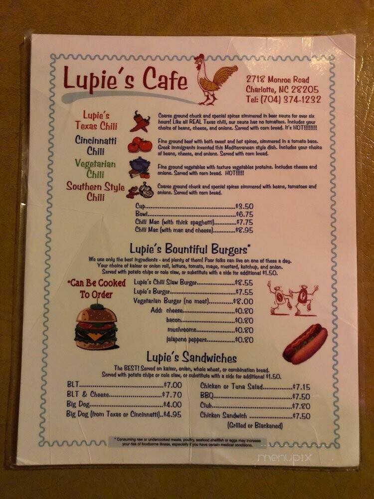 Lupie's Cafe - Charlotte, NC menu_pic