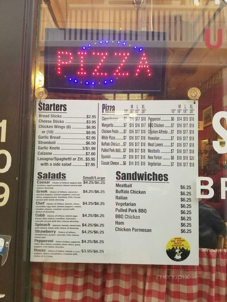 Pie In The Sky Pizza - Charlotte, NC menu_pic