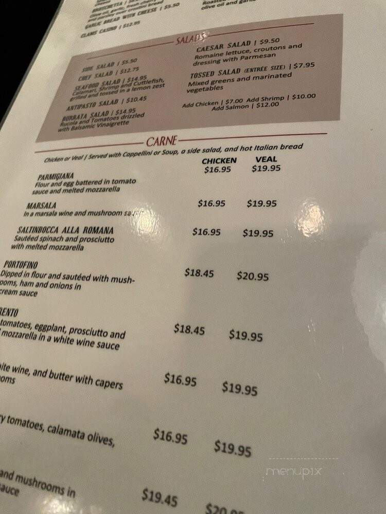 Portofino Italian Restaurant - Charlotte, NC menu_pic