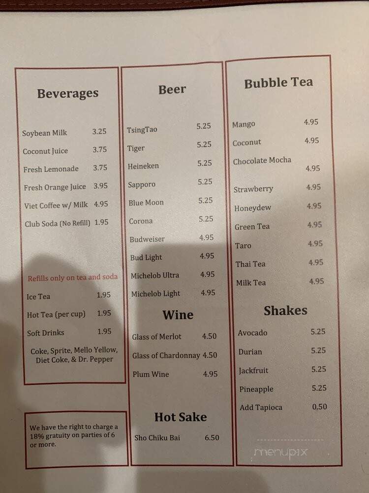 Saigon Palace - Charlotte, NC menu_pic