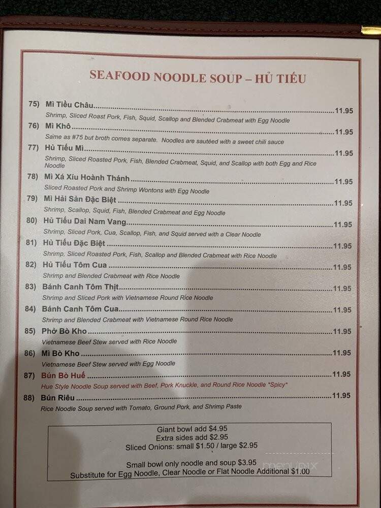 Saigon Palace - Charlotte, NC menu_pic