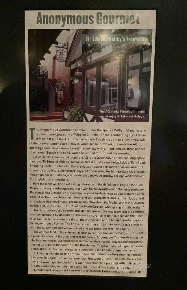 Sir Edmond Halley's - Charlotte, NC menu_pic