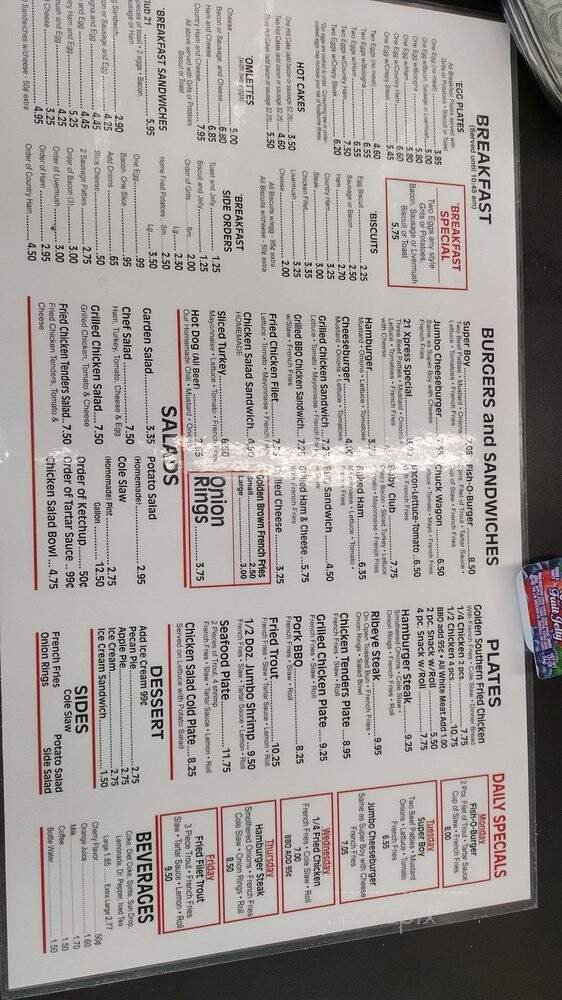 South 21 Family Restaurant - Charlotte, NC menu_pic