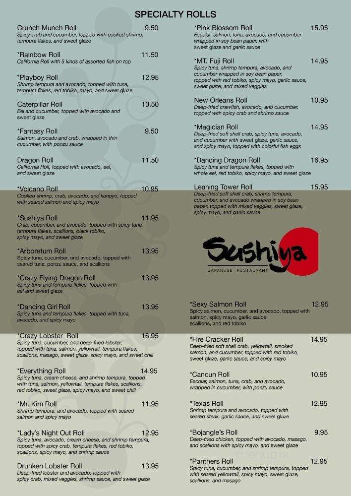 Sushiya Japan - Charlotte, NC menu_pic