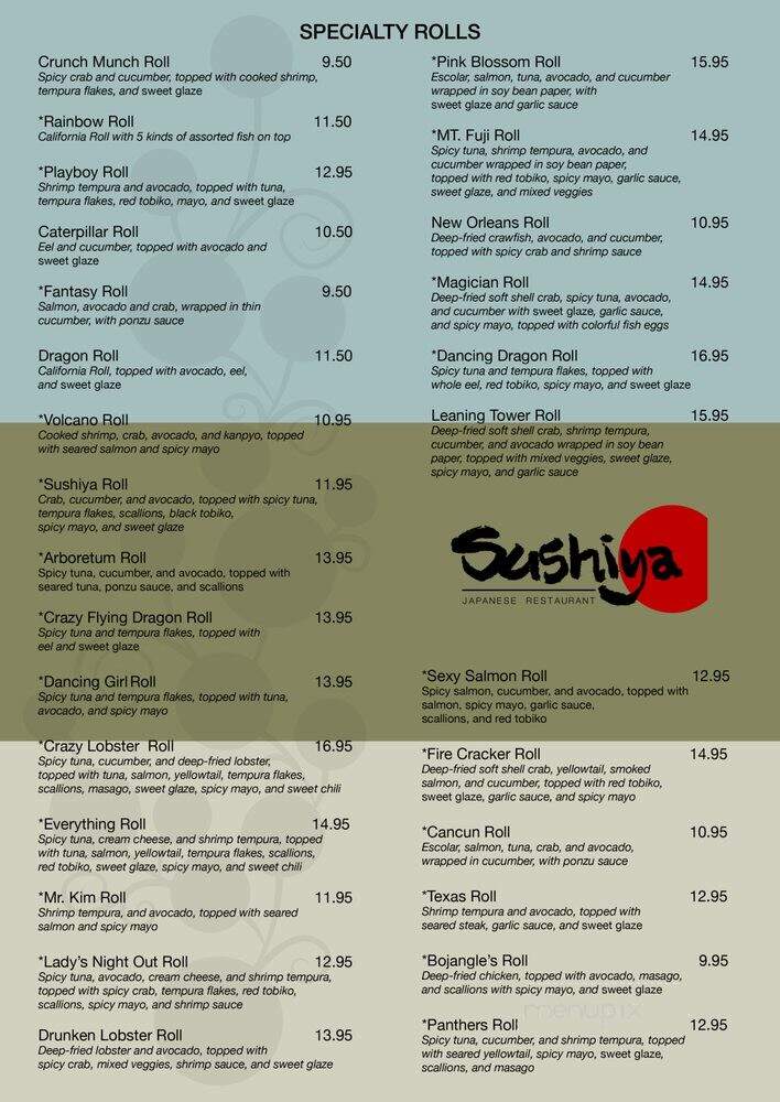 Sushiya Japan - Charlotte, NC menu_pic