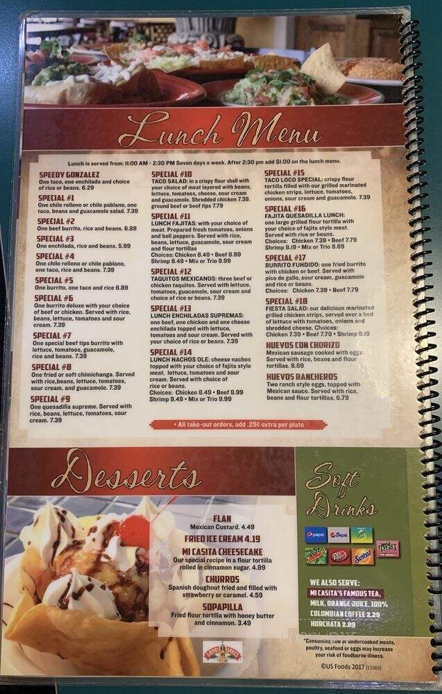 Mi Casita Restaurant Mexicano - Fayetteville, NC menu_pic