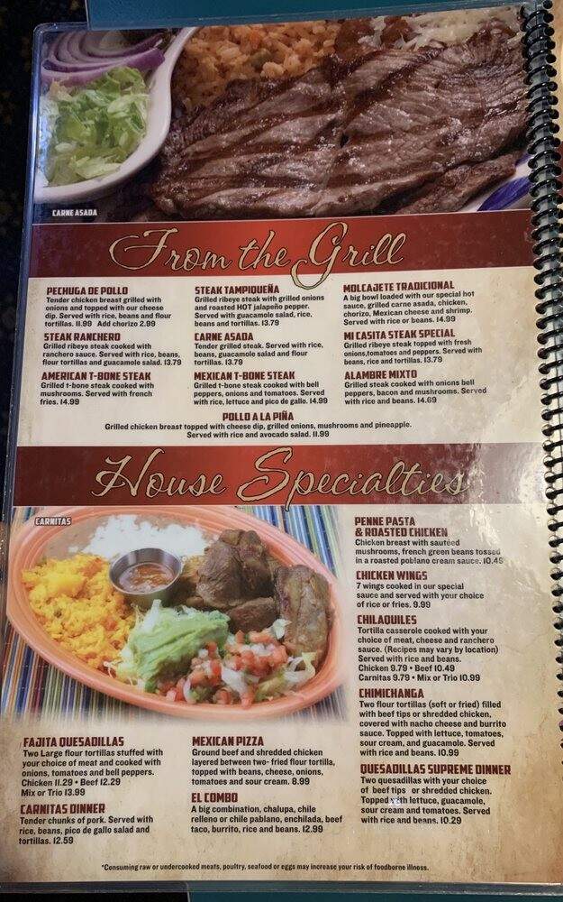 Mi Casita Restaurant Mexicano - Fayetteville, NC menu_pic