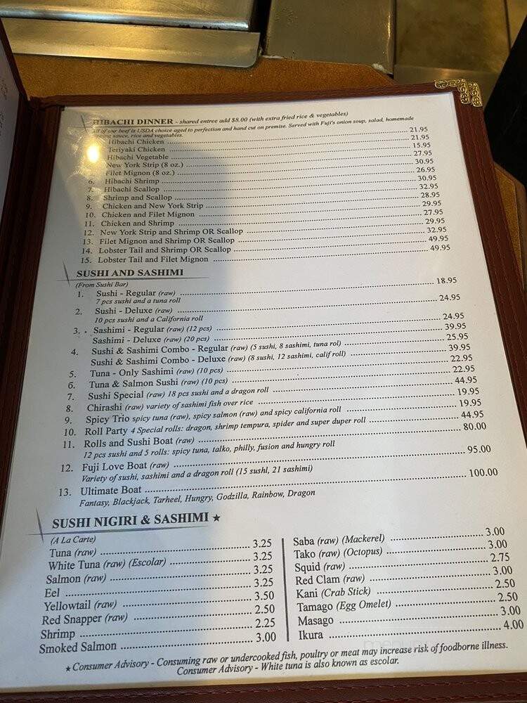 Fuji Japanese Steakhouse - Kill Devil Hills, NC menu_pic