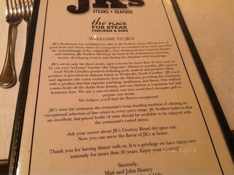 J K's Restaurant - Kill Devil Hills, NC menu_pic