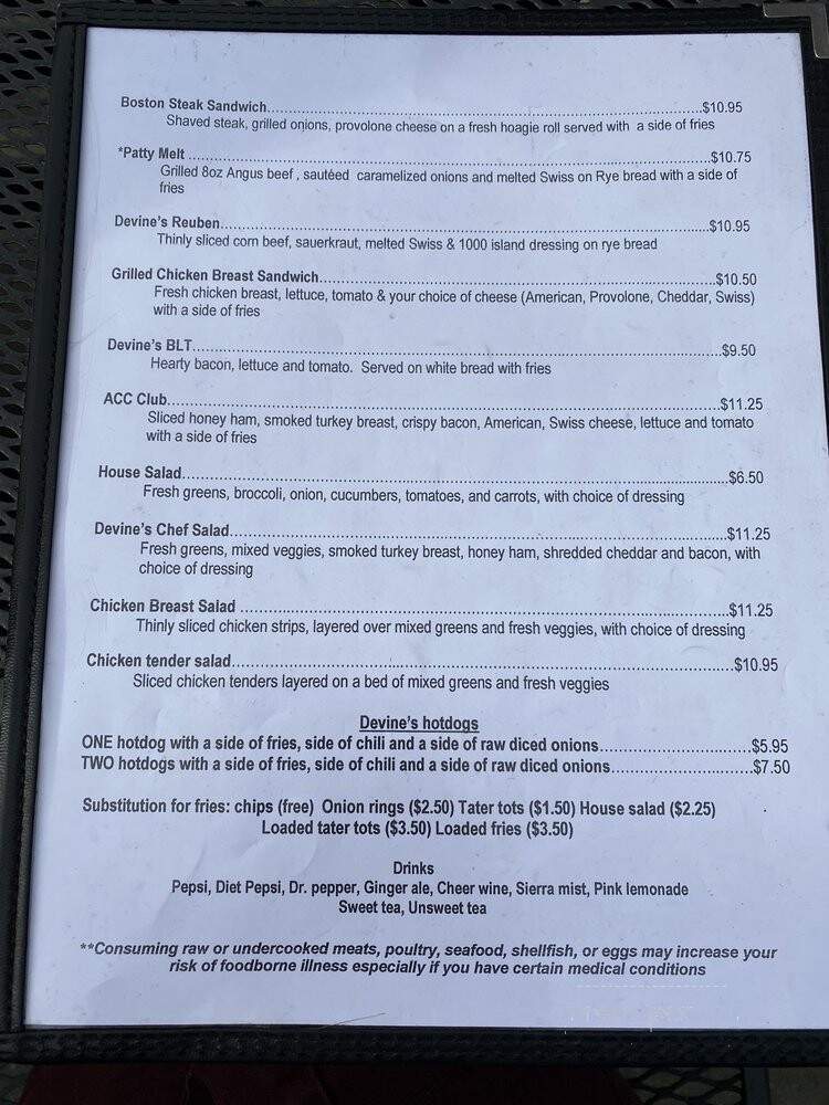 Devines Restaurant & Sports - Durham, NC menu_pic