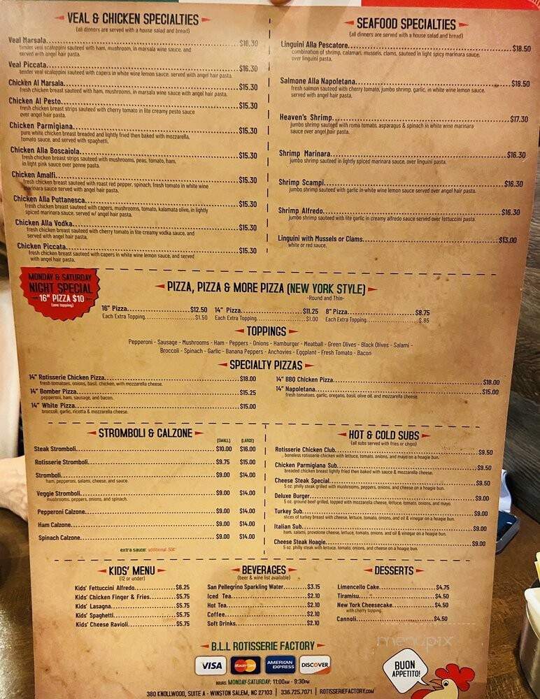 Bll Rotisserie Factory - Winston Salem, NC menu_pic
