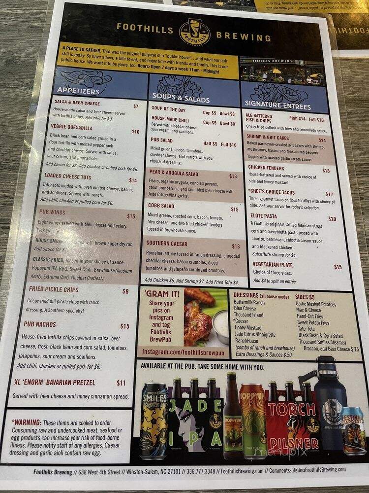 Foothills Brewing - Winston Salem, NC menu_pic