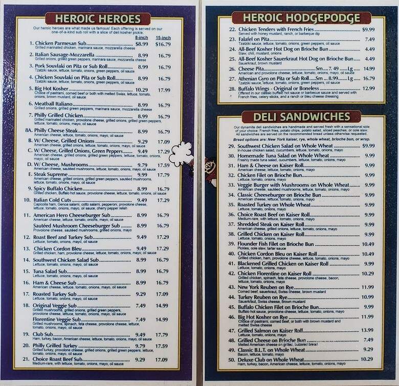 Hero House Sub Shop - Winston Salem, NC menu_pic