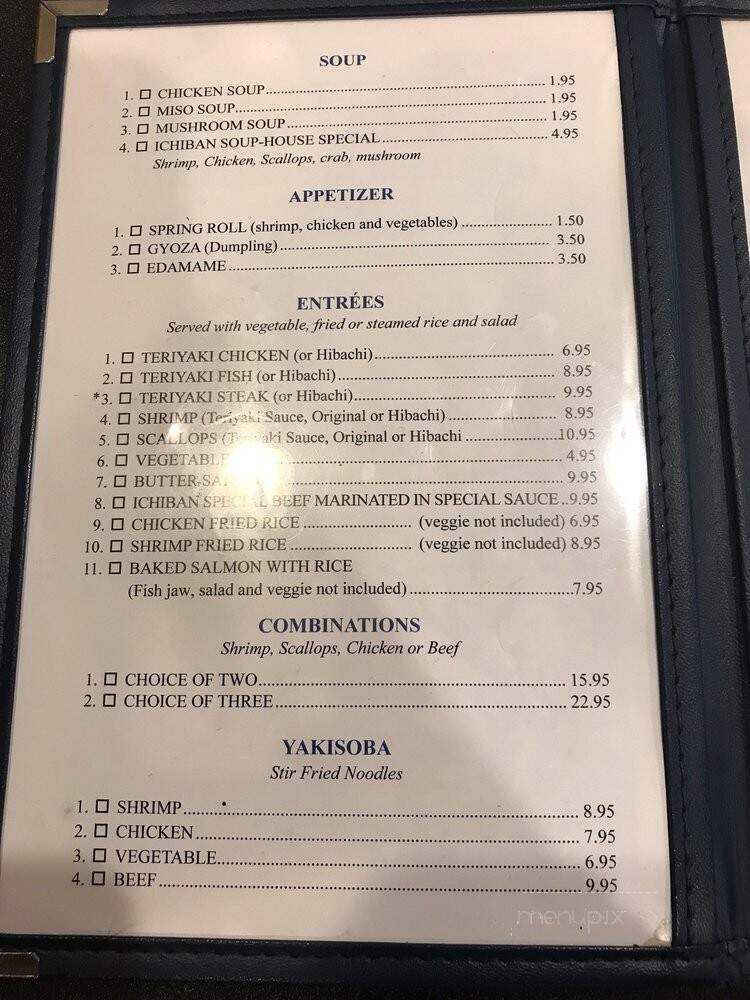 Ichiban - Winston Salem, NC menu_pic