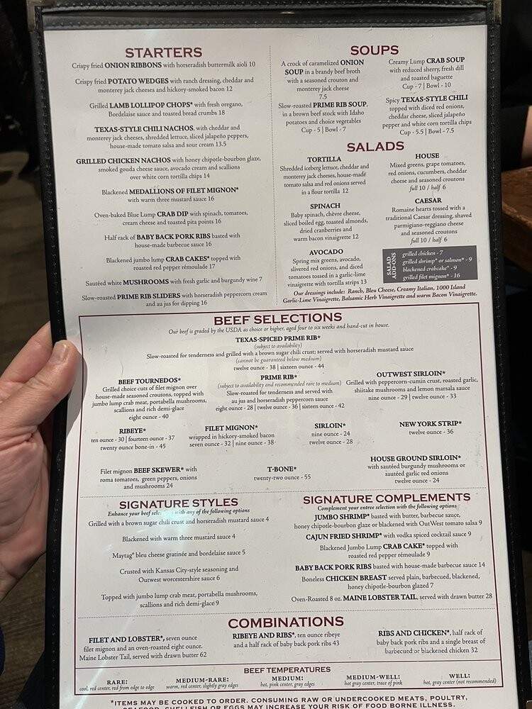 Outwest Steakhouse & Saddle - Kernersville, NC menu_pic