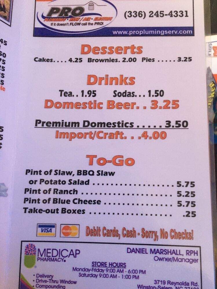 Ted's Kickin Chicken - Pfafftown, NC menu_pic