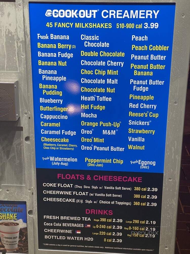 Cook Out - Greensboro, NC menu_pic