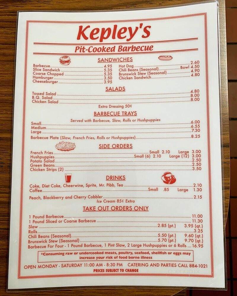 Kepley's Barbecue - High Point, NC menu_pic