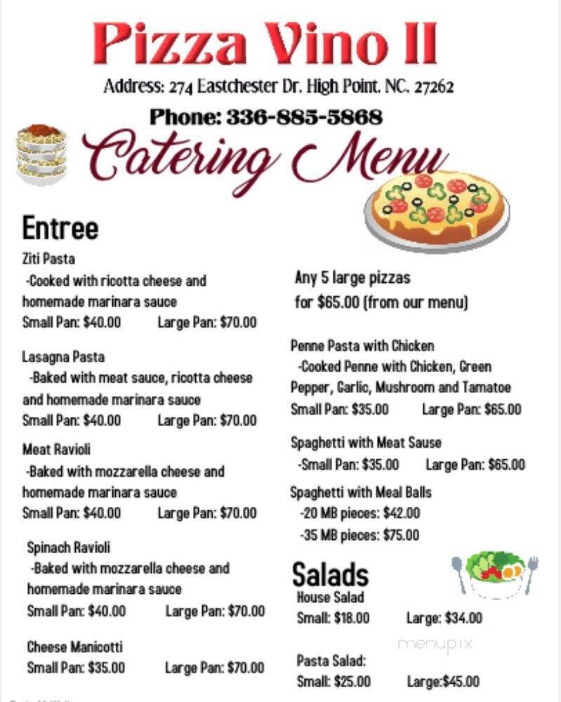 Pizza Vino - High Point, NC menu_pic