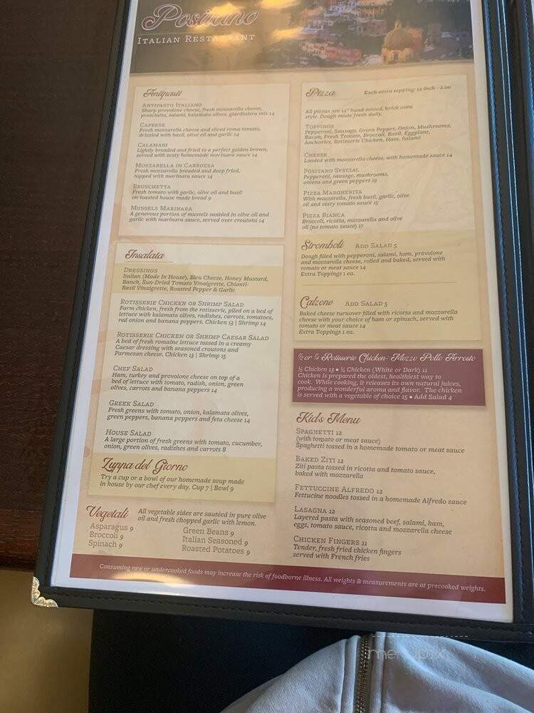 Positano Italian Family Restaurant - Greensboro, NC menu_pic