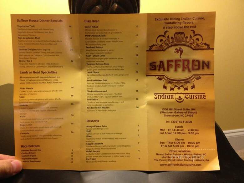 Saffron Indian Cuisine - Greensboro, NC