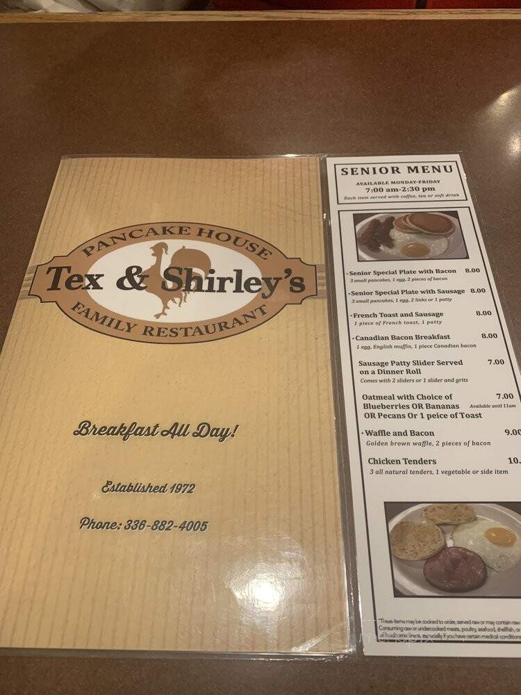Tex & Shirley's Family Restaurant - High Point, NC menu_pic