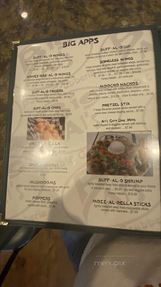 Big Al's Pub & Grubberia - Mooresville, NC menu_pic