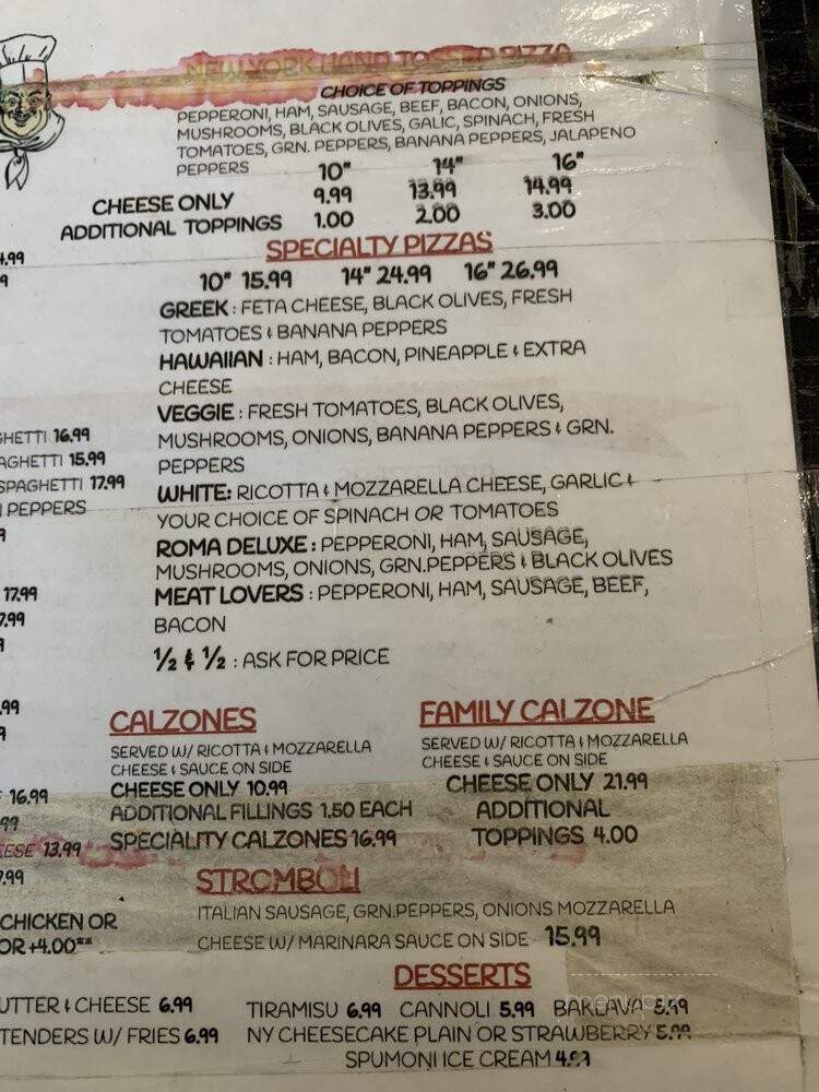Roma Restaurant Pizza Pasta - Nebo, NC menu_pic