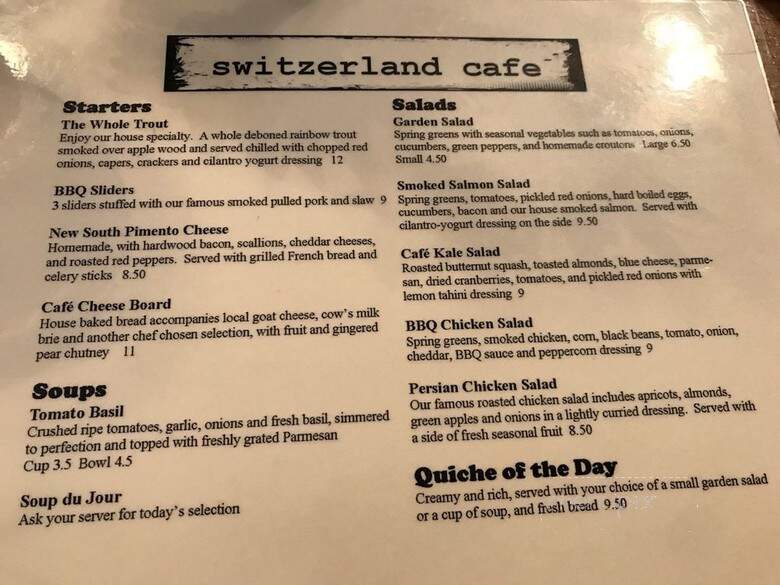 Switzerland Cafe & General Str - Little Switzerland, NC menu_pic