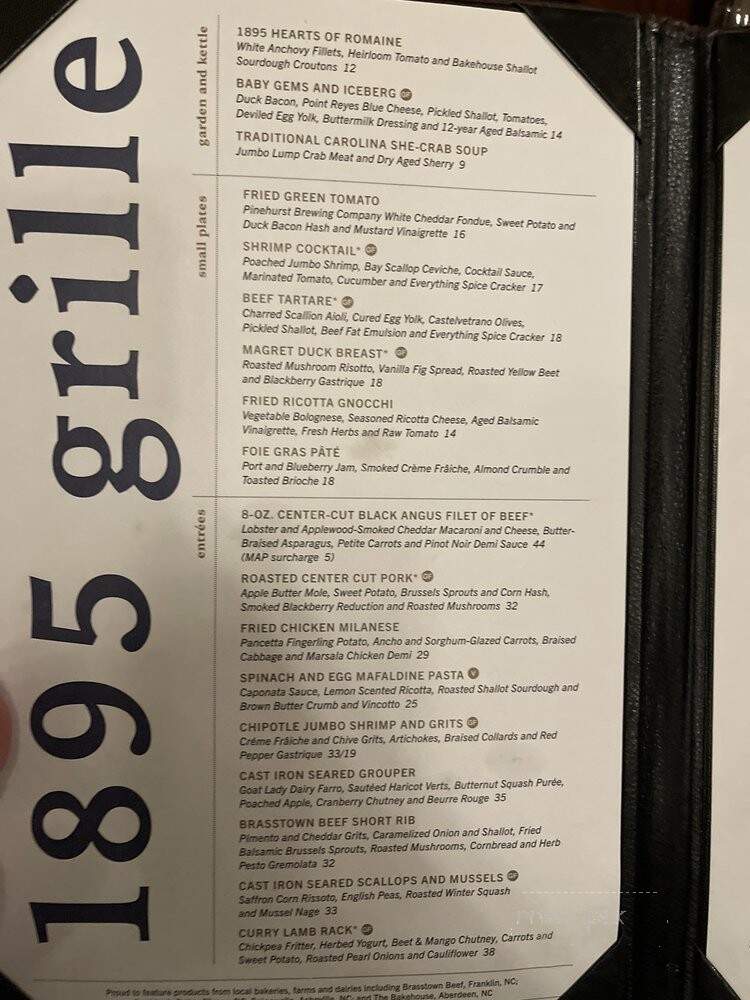 1895 Grille - Pinehurst, NC menu_pic