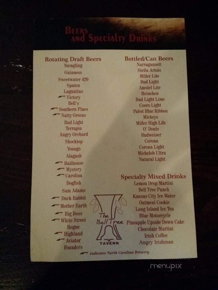 Bell Tree - Southern Pines, NC menu_pic
