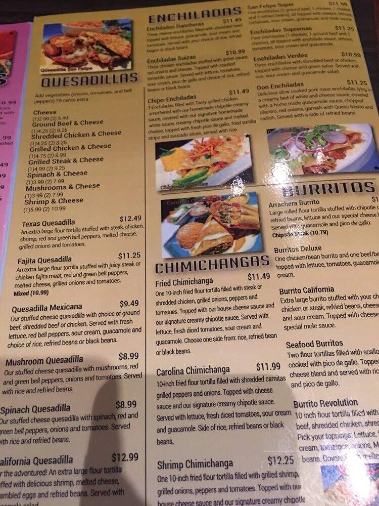 San Felipe Mexican Restaurant - Aberdeen, NC menu_pic