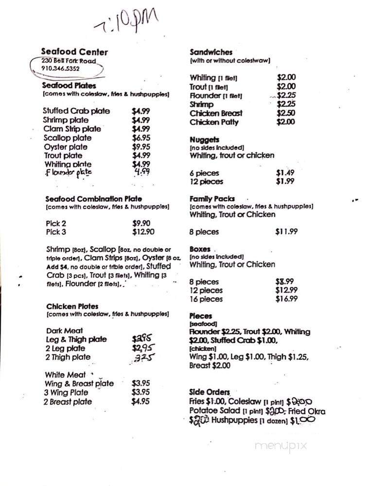 Seafood Carry-Out - Jacksonville, NC menu_pic