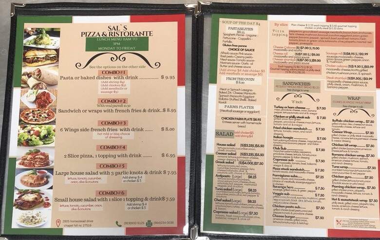 Sal's Ristorante - Chapel Hill, NC menu_pic