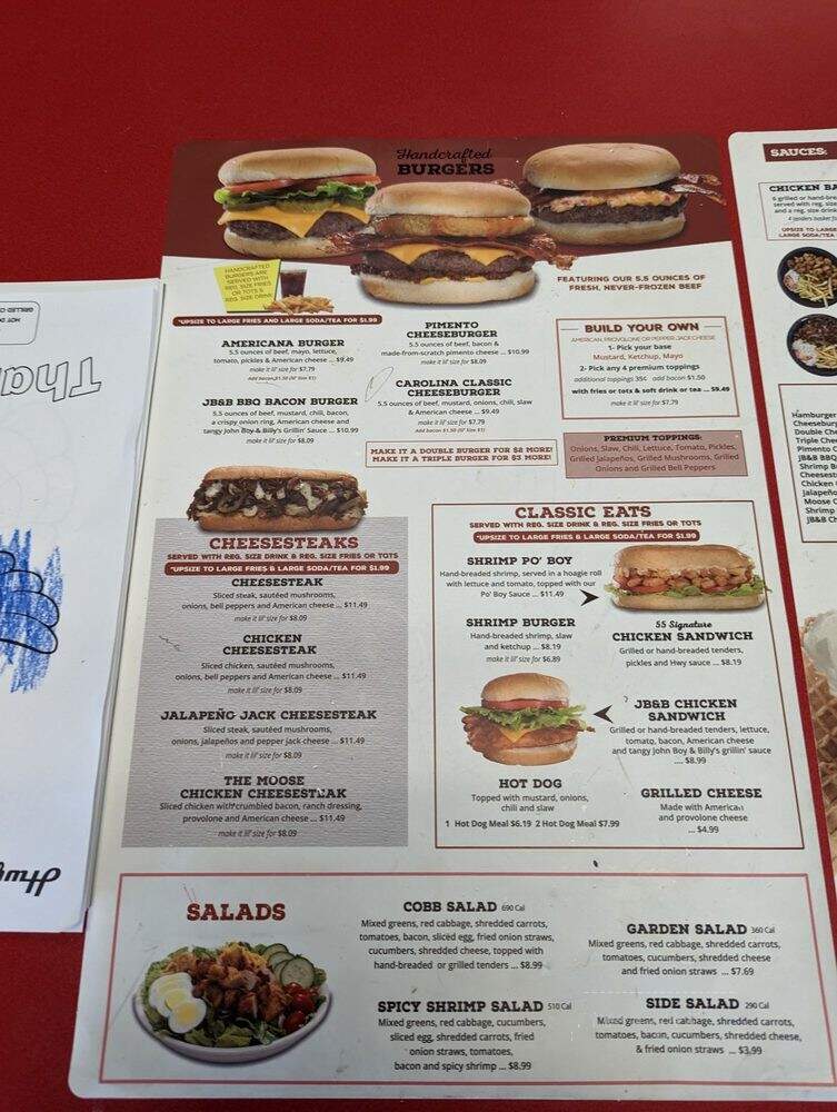 Hwy 55 Burgers Shakes & Fries - Greenville, NC menu_pic