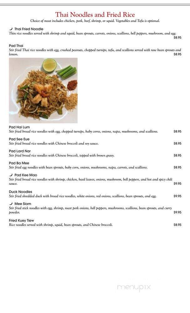 Saeng Thai House - Greenville, NC menu_pic