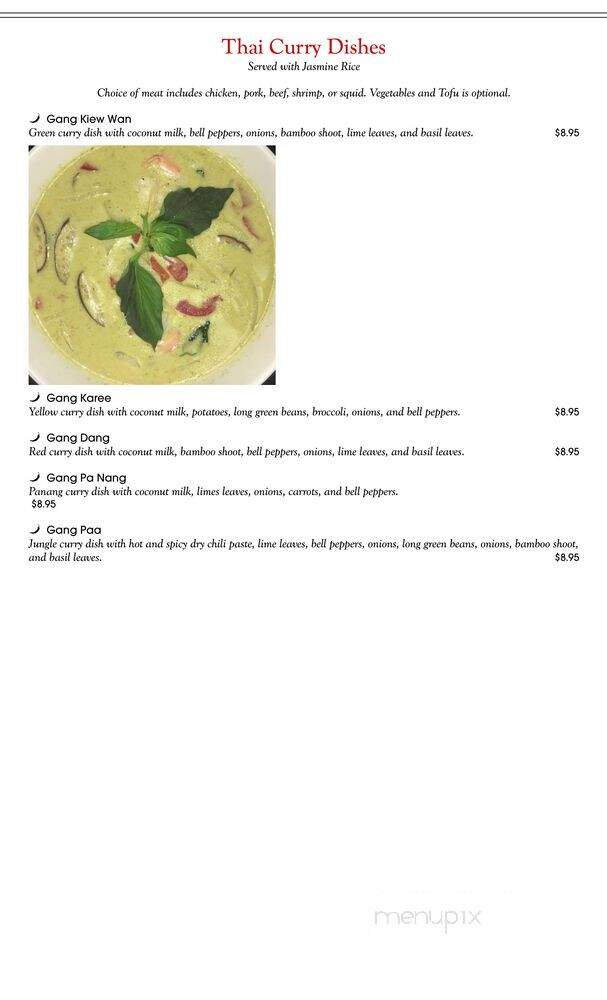 Saeng Thai House - Greenville, NC menu_pic