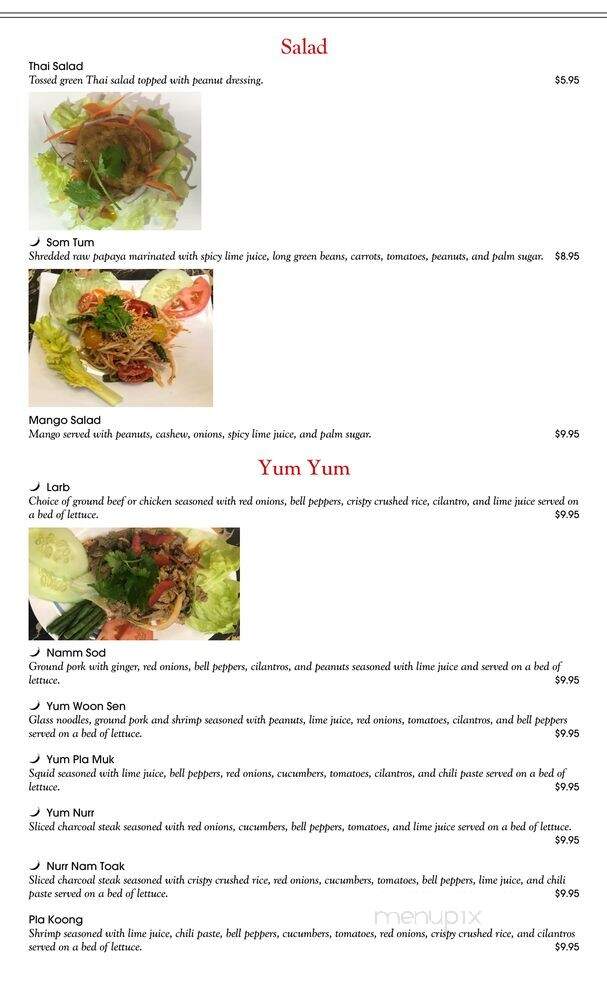 Saeng Thai House - Greenville, NC menu_pic