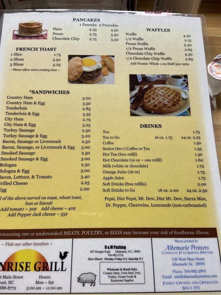 Joe's DO-Nut Dinette - Albemarle, NC menu_pic