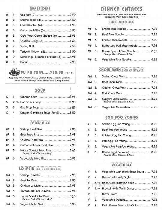 New Happy Garden Restaurant - Cherokee, NC menu_pic