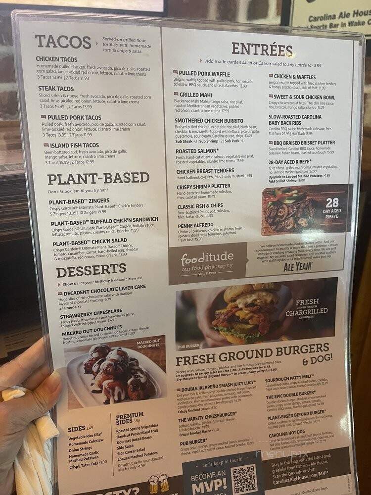 Carolina Ale House - Cary, NC menu_pic