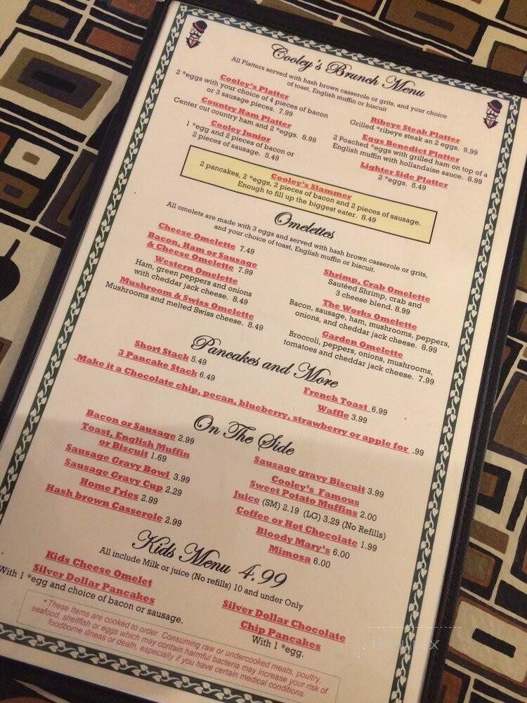 Cooleys Restaurant & Pub - Fuquay Varina, NC menu_pic