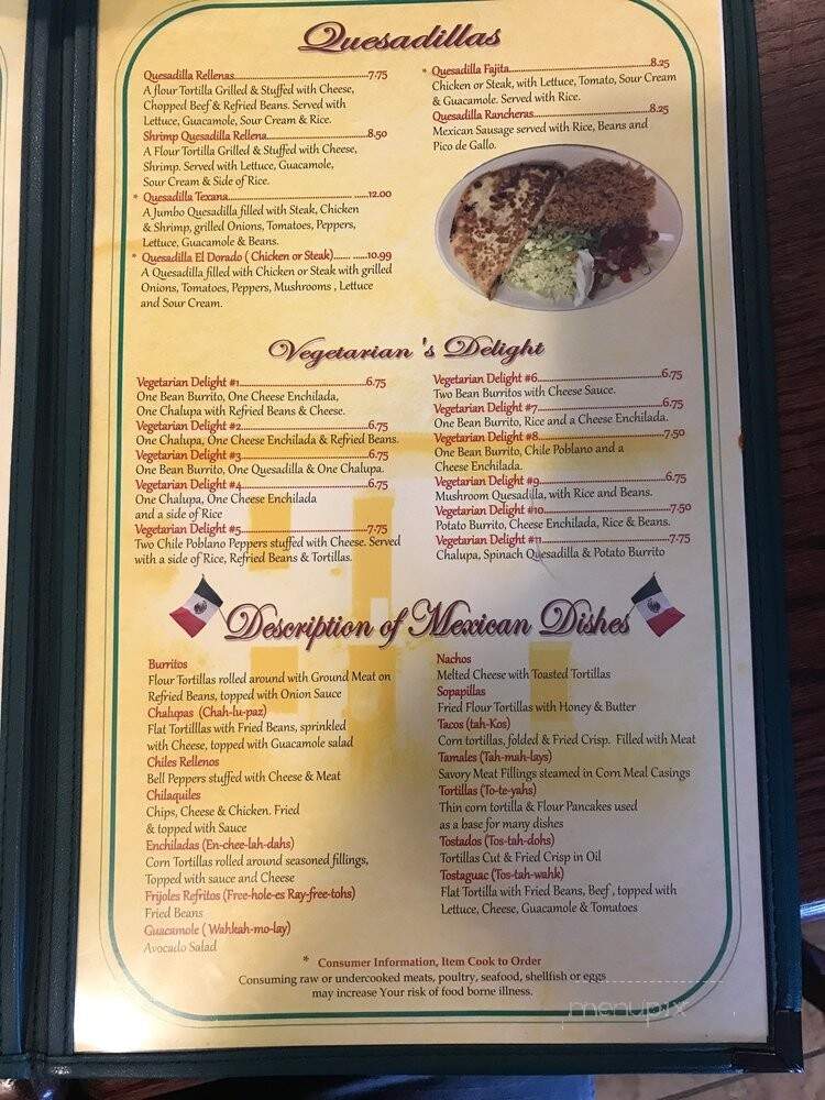 El Dorado Mexican Restaurant - Raleigh, NC menu_pic