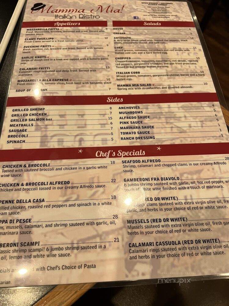 Mamma Mia's Restaurants - Apex, NC menu_pic