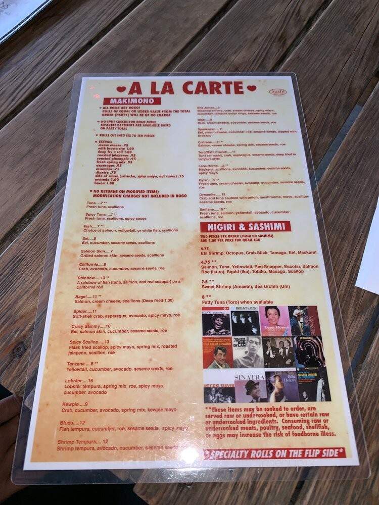 Sushi Blues Cafe - Raleigh, NC menu_pic