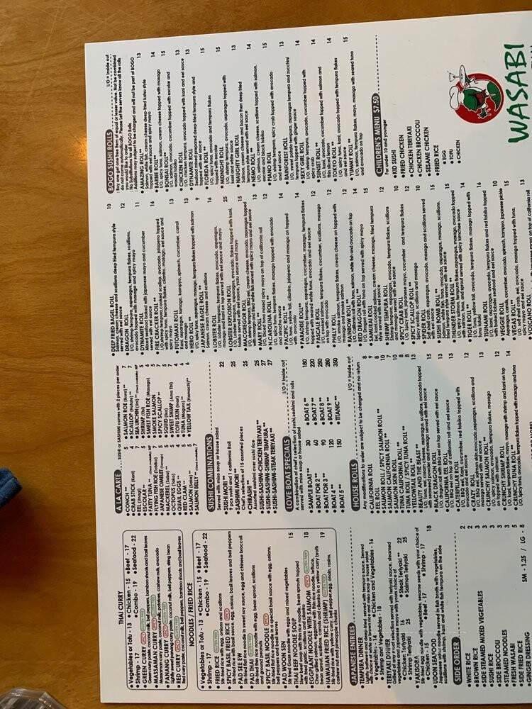 Wasabi - Cary, NC menu_pic