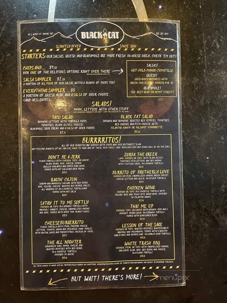 Black Cat Burrito - Boone, NC menu_pic