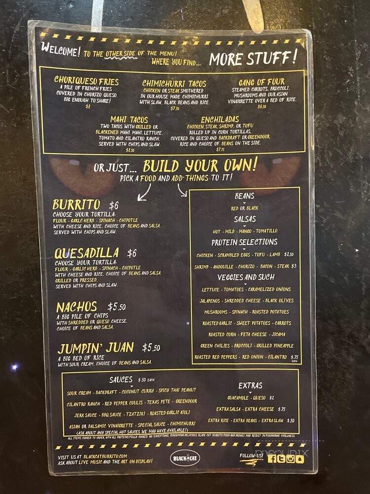 Black Cat Burrito - Boone, NC menu_pic