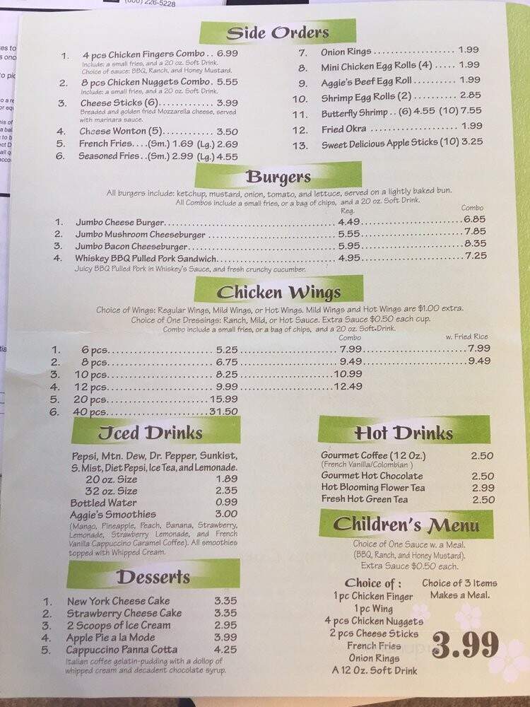 Aggie's Hot Subs - Goldsboro, NC menu_pic